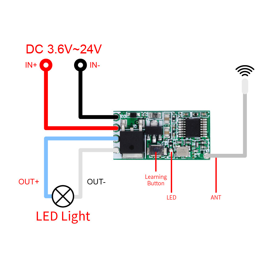 DC3.6V 5V 9V 12V 24V Mini Relay Switch Micro Receiver with AB RF Remote Control