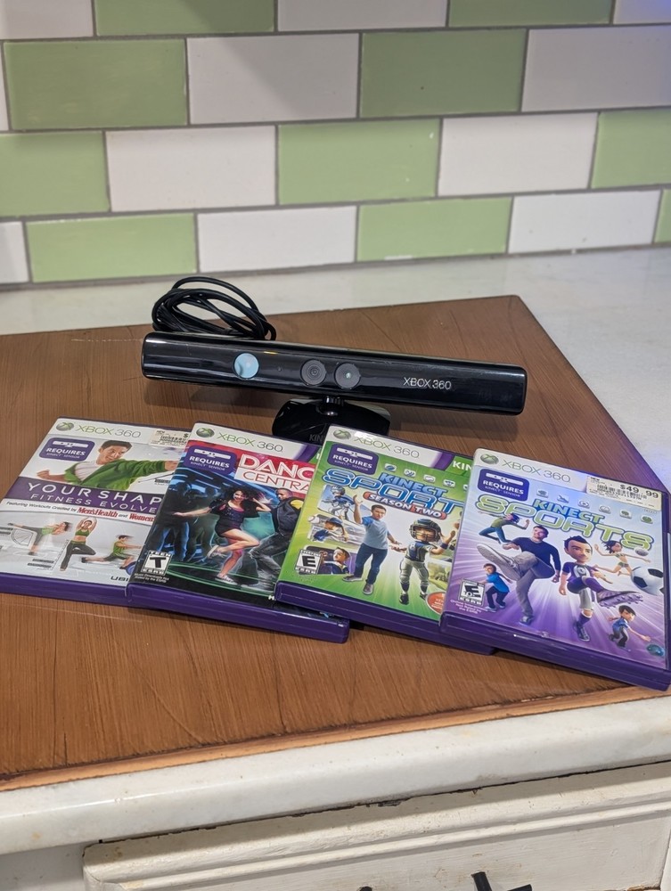 Microsoft Xbox 360 Kinect Sensor Bar  + 4 Games Bundle