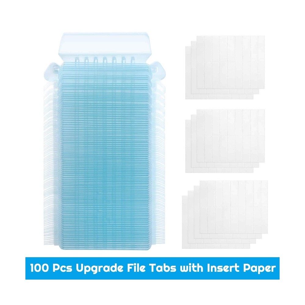 File Folder Tabs, Selizo 100 Sets Hanging File Folder Labels 2" Tabs and Inse...