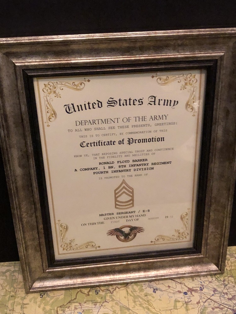 MASTER SERGEANT / MSG (E-8) U.S. Army ~ Commemorative Promotion Certificate