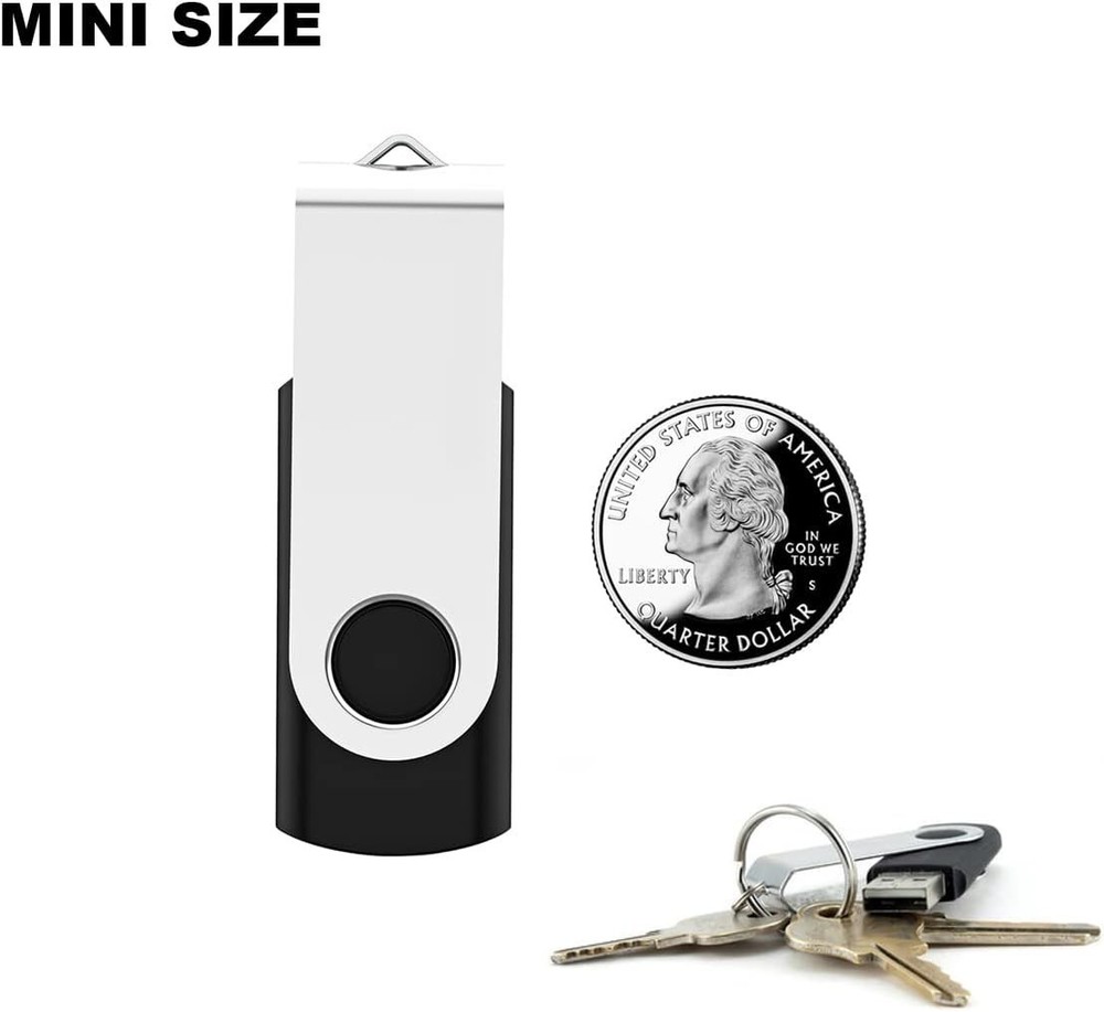 2 Pack 32GB USB Flash Drives USB 2.0 Swivel Thumb Memory Sticks – Black