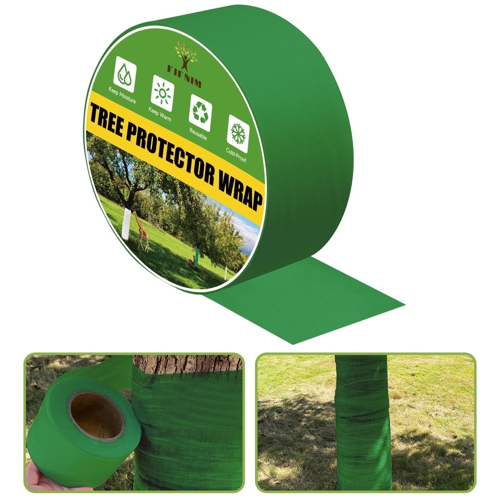 FIFNIM 400FT Tree Wraps to Protect Bark,Tree Protector 400FT(Green）, Green