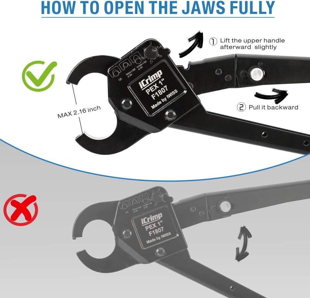 Angle Head PEX Pipe Crimping Tool for Copper Rings 1-inch Angle Single Crimper