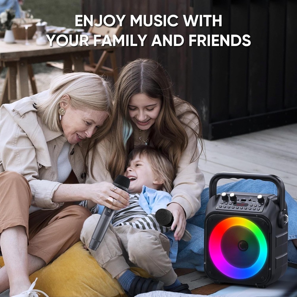 Karaoke System with USB/TF Support, Built-in Mic & TWS Functionality for Events