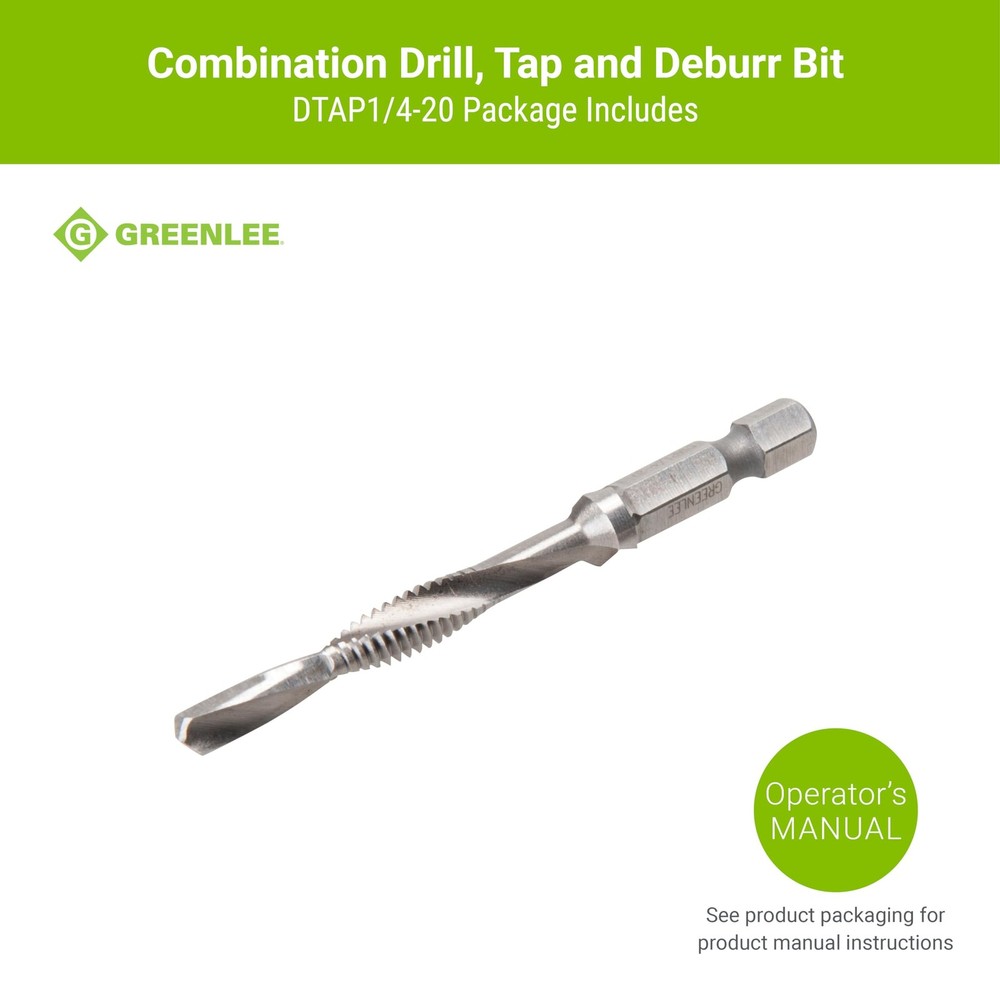 Greenlee DTAP1/4-20 Combination Drill/Tap Countersink Drill Bit for 1/4"-20