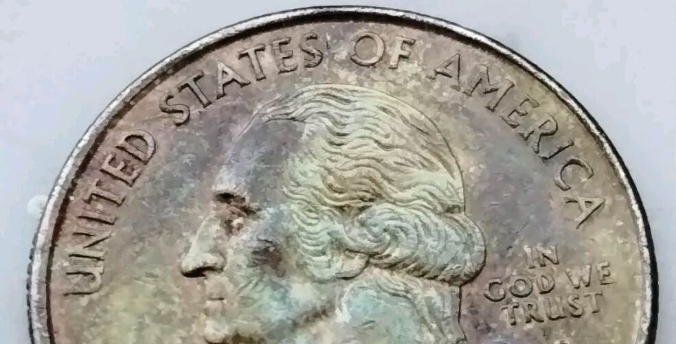 2000 P New Hampshire Quarter Stained Over