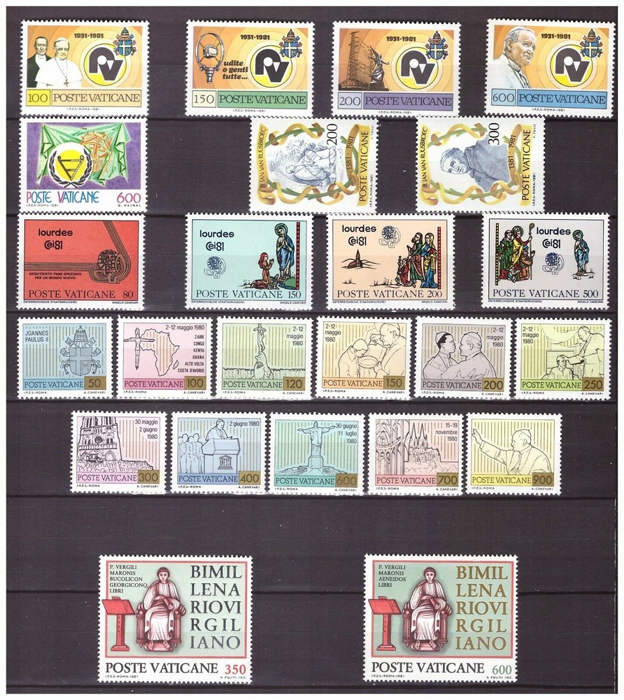 S15545) VATICAN MNH 1981 Complete Year Set 24V