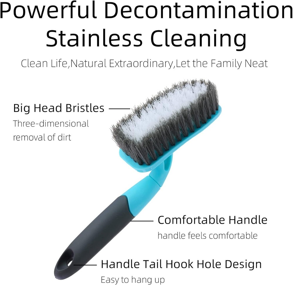 2-Pack Scrub Brush for Cleaning with Long Handle, Medium Firm Blue+grey