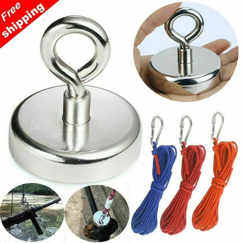 Fishing Magnet Neodymium Super Pull Force Hook Retrieving Treasure Hunt +/ Rope