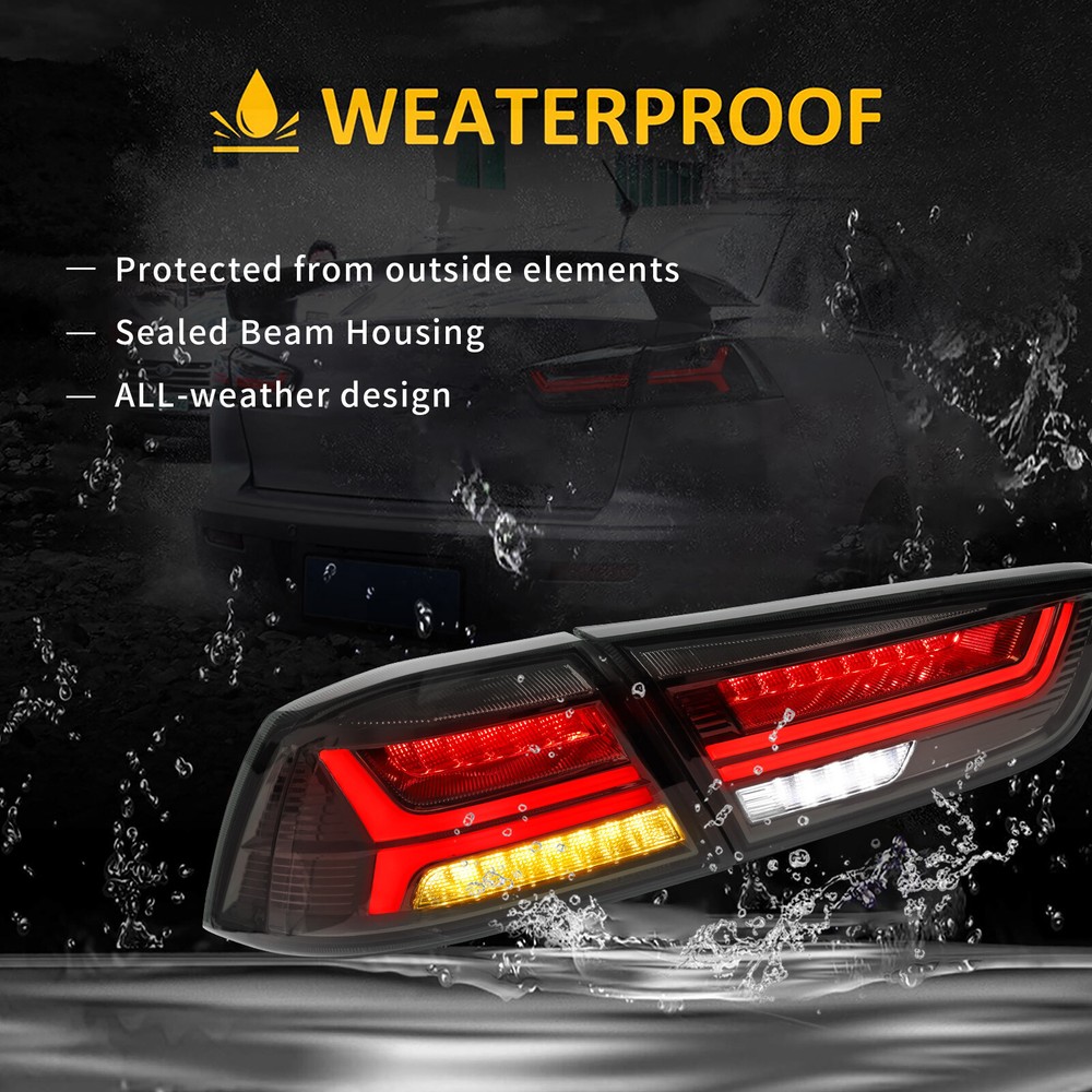 Pair Smoked LED Tail Lights For Mitsubishi Lancer 2008-2017 Sequential Rear Lamp