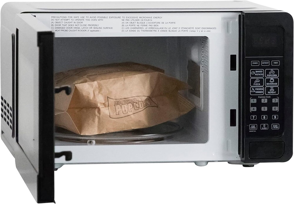 Horno microondas compacto de 700W con 6 funciones de precocción,panel de control