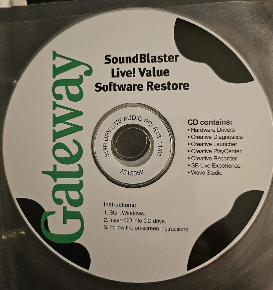 Gateway Restoration CDs with Manual - 9pc CD Disk Set Gateway Software