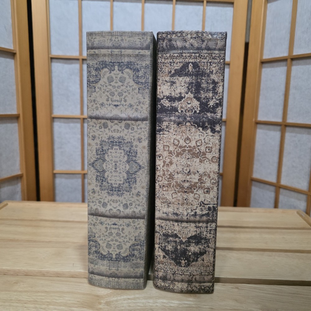 Faux Book Box Set Secret Storage Stash Keepsake Boxes Persian Pattern Distressed