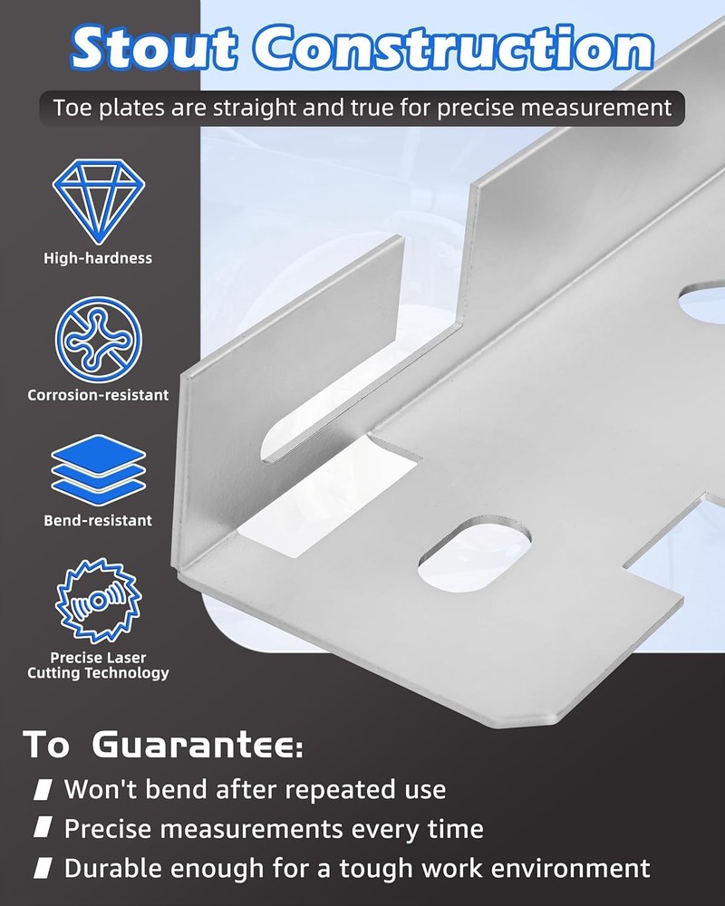 Sturdy Silver Toe Alignment Plates - Quick Alignment Tool with 2 Tape Measures