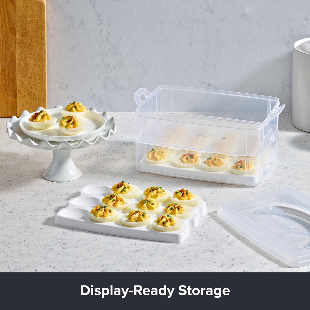 Snapware (2-Layer, 24 Eggs) Plastic Detachable Deviled Egg Carrier Storage Co...