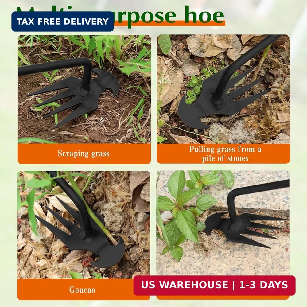 Weed Puller Tool Garden Weed Pulling Tool,Portable Garden Weeding Tool,4 Teeth M