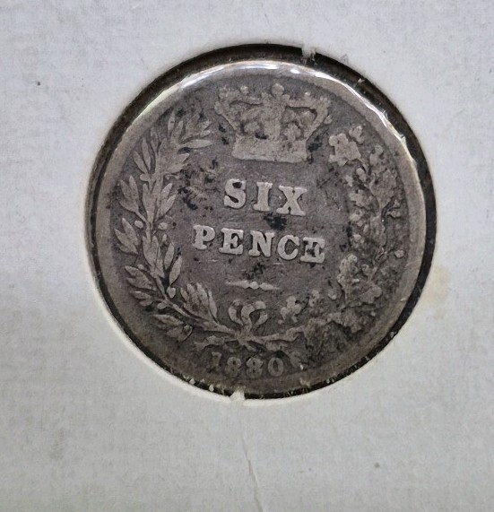 GREAT BRITAIN- 1880- SILVER 6 PENCE
