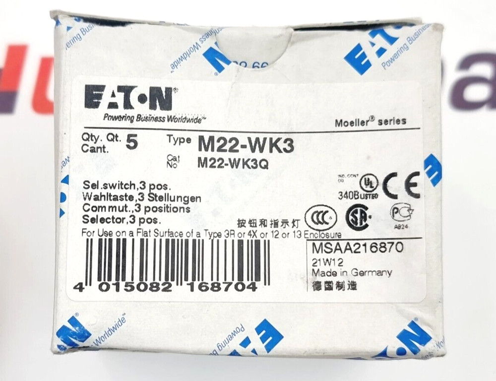 EATON M22-WK3 Selector Switch (5 Pcs In 1 Box)