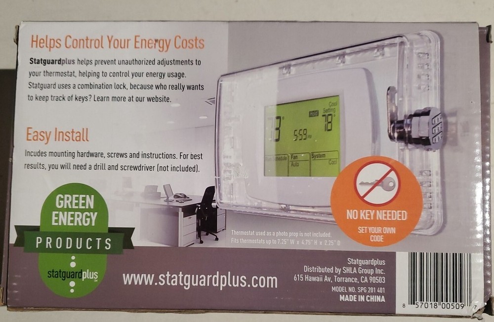 StatGuardPlus Universal Thermostat Guard Clear Changeable Code Combination Lock