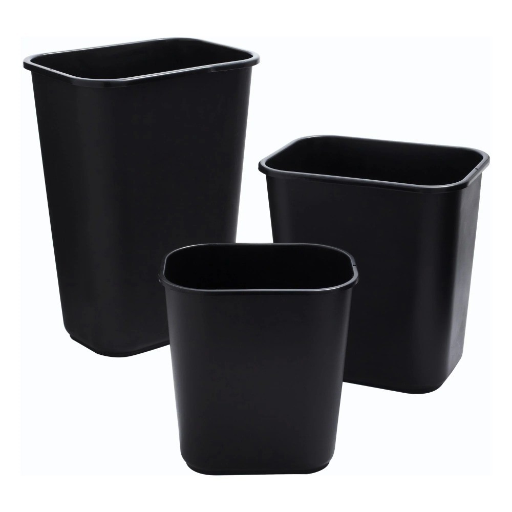 28 Quart Black Wastebasket Trash Can Garbage Bin for Kitchen Bathroom Office