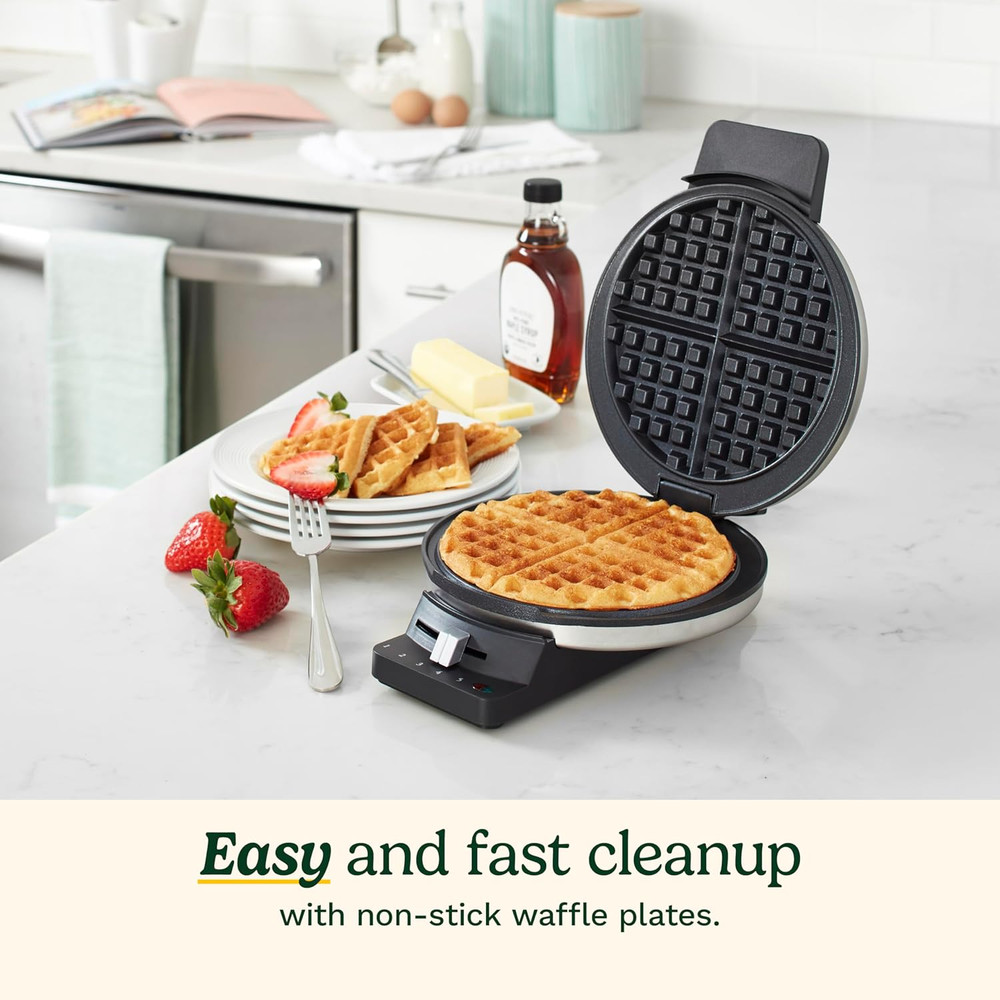 Cuisinart Waffle Maker, 1250W round Classic Waffle Iron, 5-Setting Adjustable Br