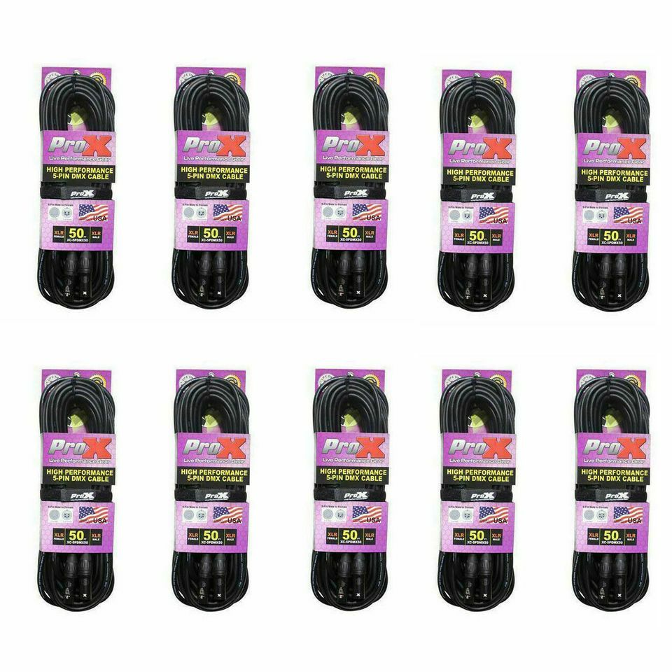 10 ProX 5 Pin High Performance Data Lighting DMX Cable 50 FT