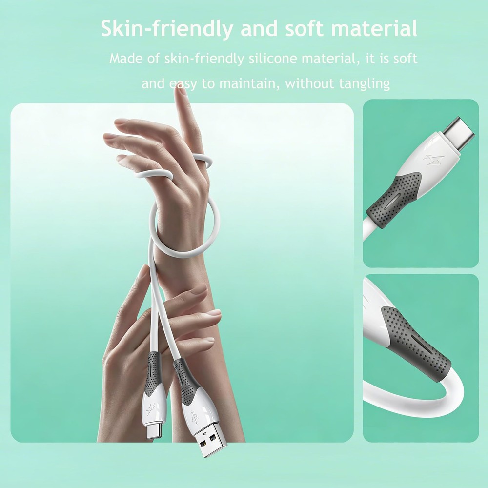 Android Auto USB Cable 3FT 2-Pack, CarPlay C to A Cable, white