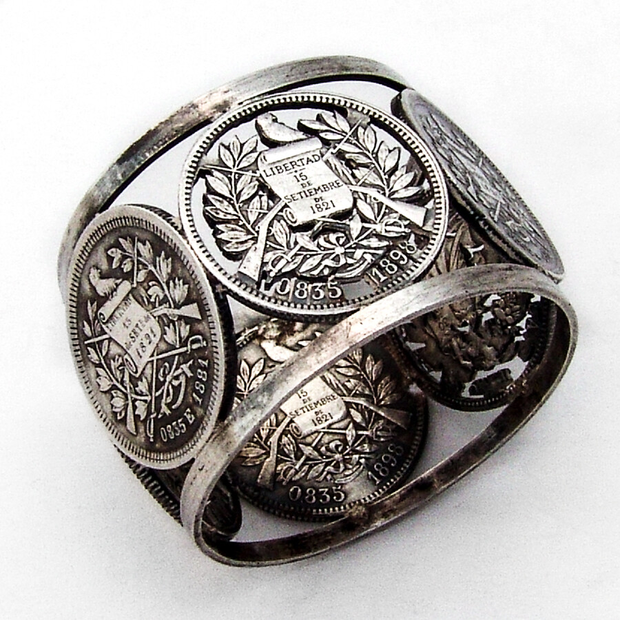 Openwork Guatemala Quarter Silver Coin Napkin Ring
