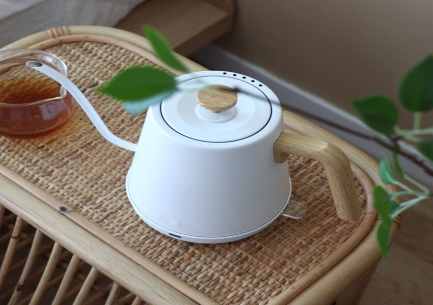 Modern Electric Gooseneck S/S Kettle, 1200W Quick Heating,One touch, 0.8L, White