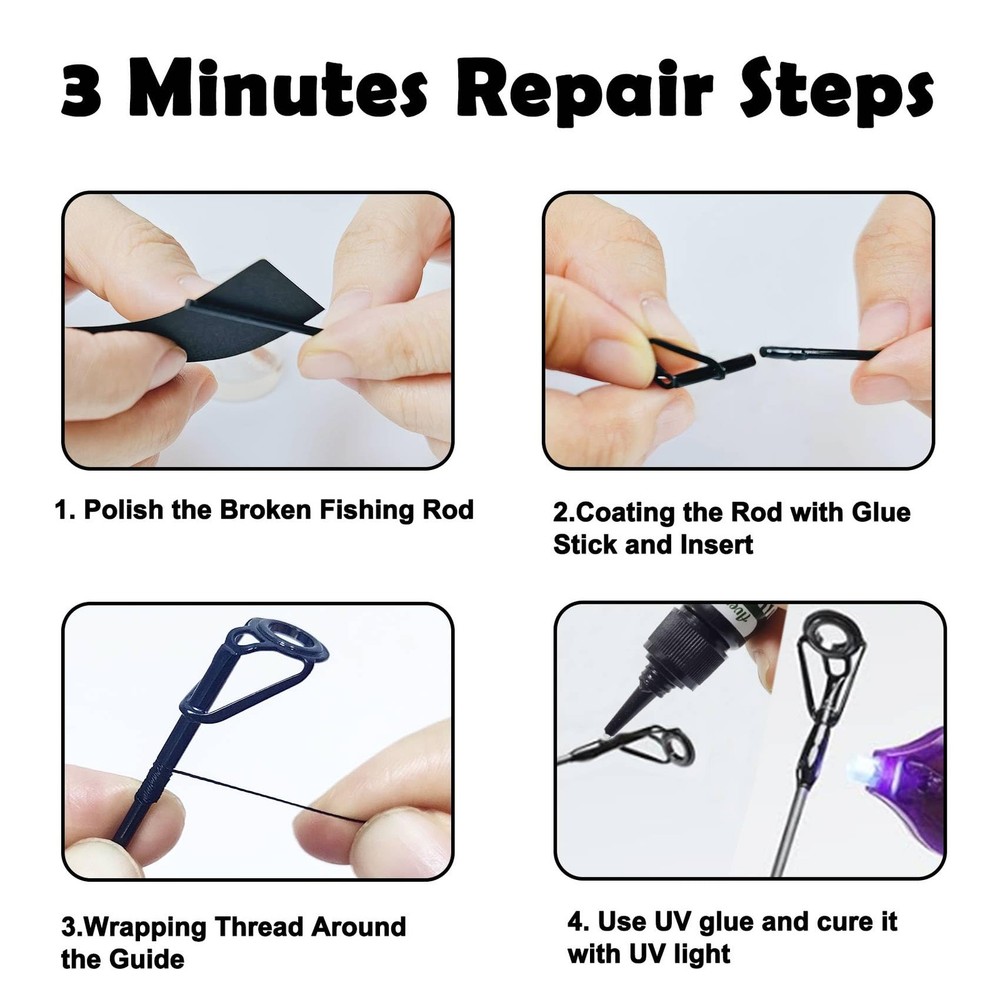 Fishing Rod Tip Repair Kit - Includes Eyelet Replacements & Tools