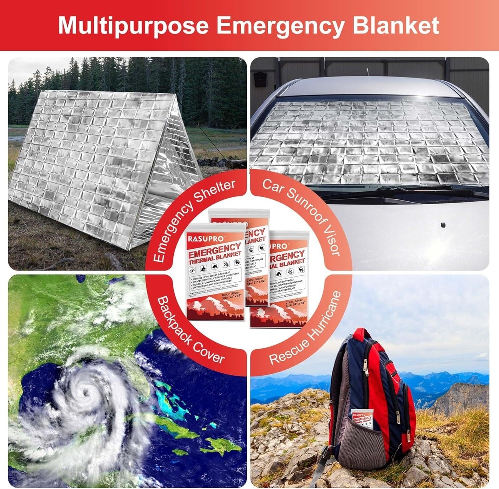 9PK Emergency Blankets, Mylar Thermal Survival