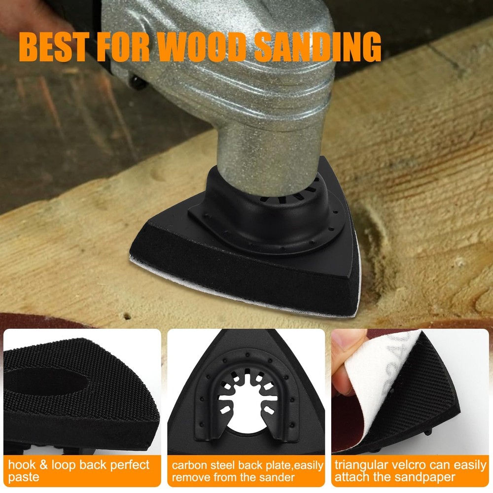 104Pcs Oscillating Multi-Tool Sanding Pads Kit, 2Pcs Triangle Pads...