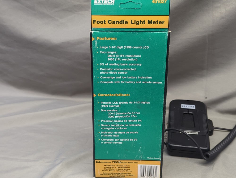 EXTECH 401027 FOOT CANDLE DIGITAL LIGHT METER 200FC 2,000FC FOR BASIC LIGHTING