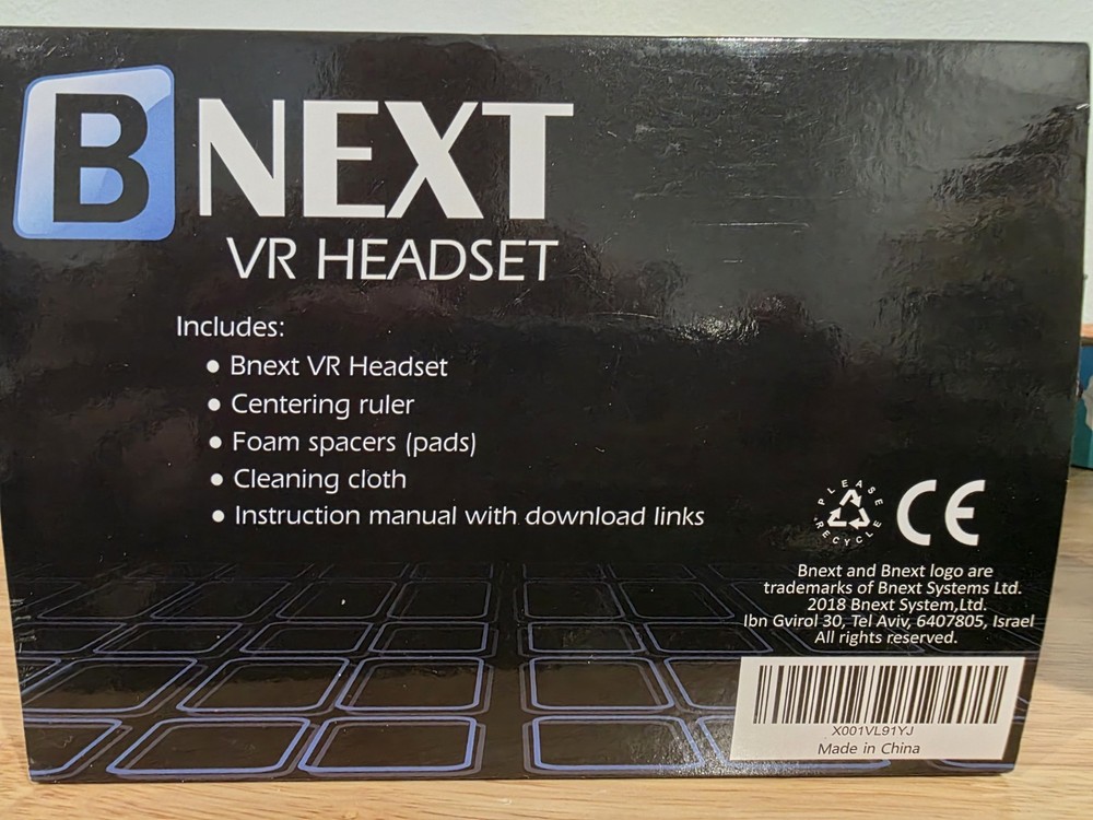 BNext VR Headset, New in Open Box, Wireless Operation