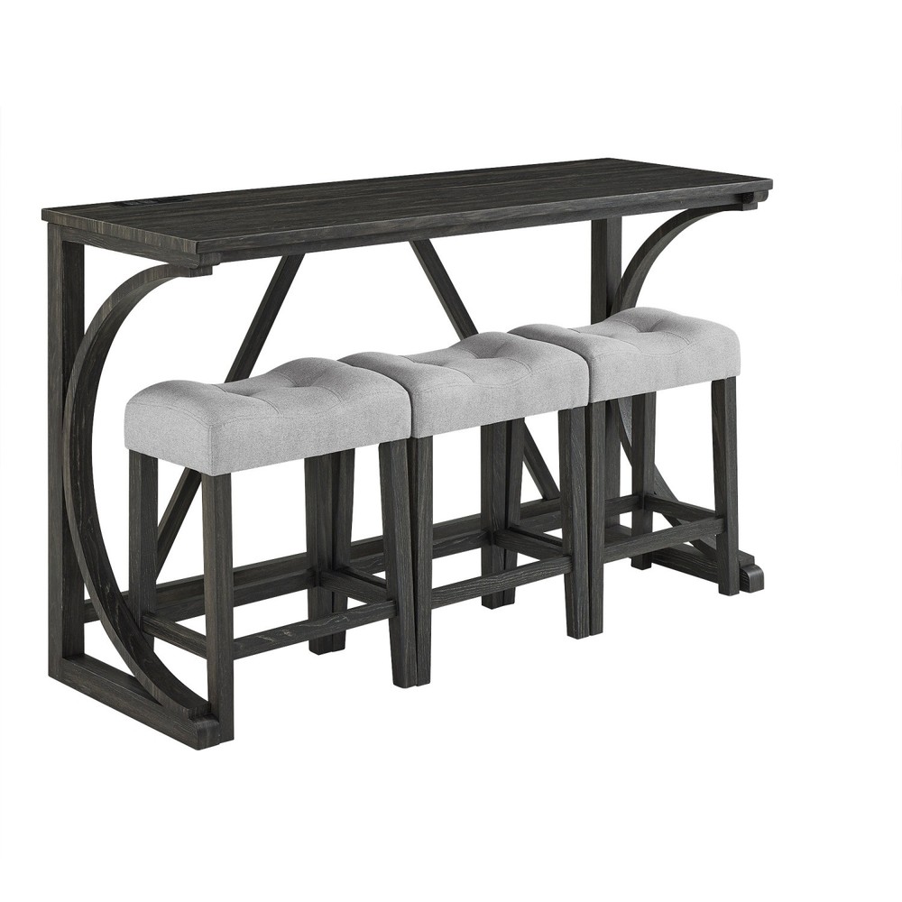 4 Piece Bar Table Set Kitchen Counter Height Table Dining Table w/ 3 Bar Stool
