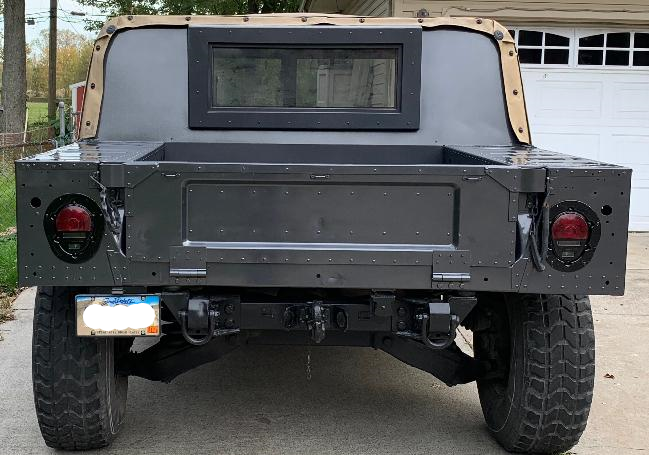 HUMVEE REAR LICENSE PLATE BRACKET FRAME + LIGHT- PJ - NO DRILL TO INSTALL