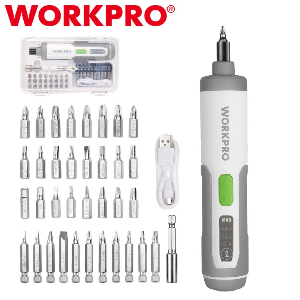 WORKPRO 4V Rechargeable Electric Screwdriver Cordless Screwdriver Set with 35Bit
