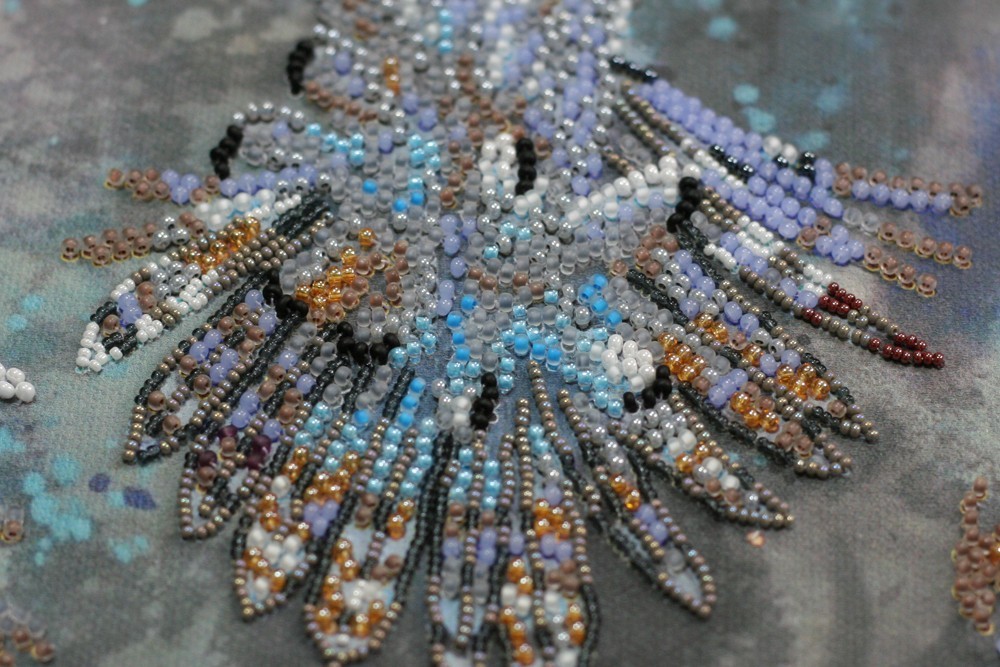 Bead Embroidery Kit DIY "Owl" Beaded Needlepoint Craft Set