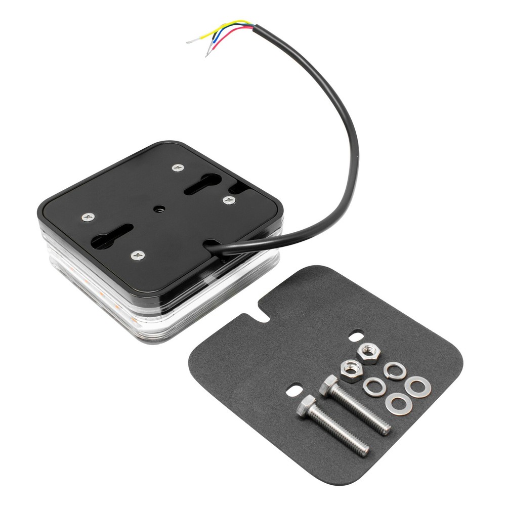 4" Square Permanent Mount LED Warning Light With 10 Selectable Flash Patterns