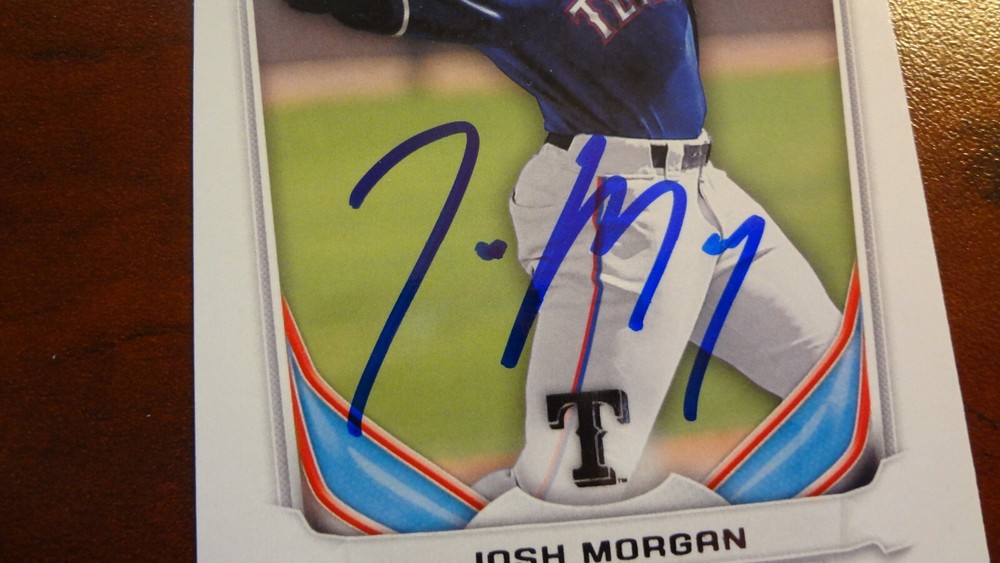 2014 BOWMAN # DP90 JOSH MORGAN AUTOGRAPHED BASEBALL CARD