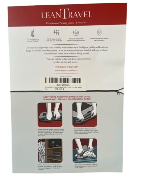 Lean Travel Compression Packing Cube fwith Double Zipper pack 16" x 12" Blue