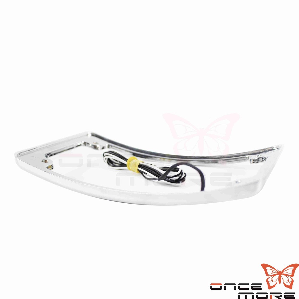 Chrome Motorcycle Curved License Plate Holder Frame & LED Plate Light For Harley
