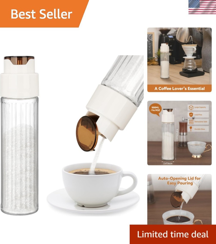 16.9 OZ Sugar Dispenser with Automatic Pouring Switch for Home, Kitchen, Coff...