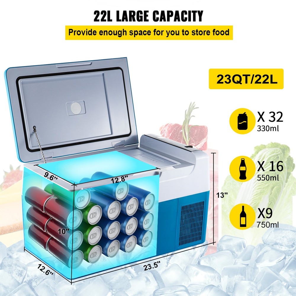 Portable Refrigerator 23 Quart(22 Liter),12 Volt Refrigerator App Control(