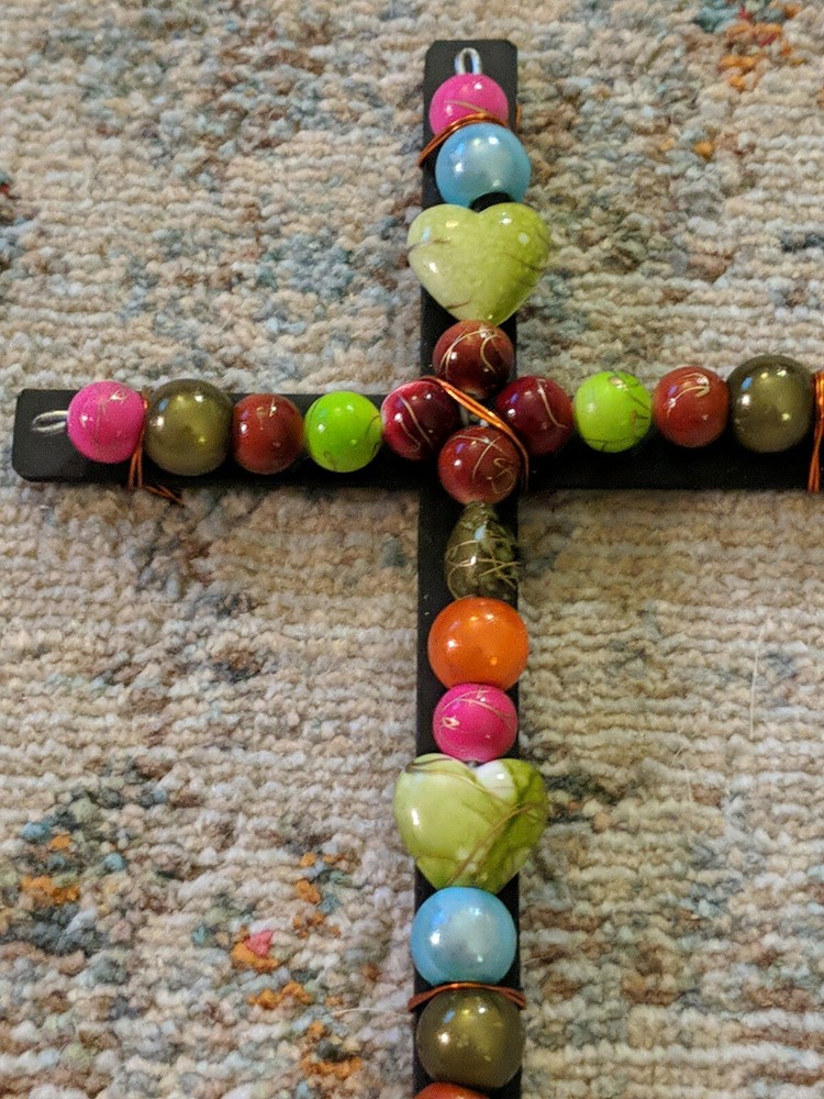 6.5" Tall Multicolor Beaded Wall Cross