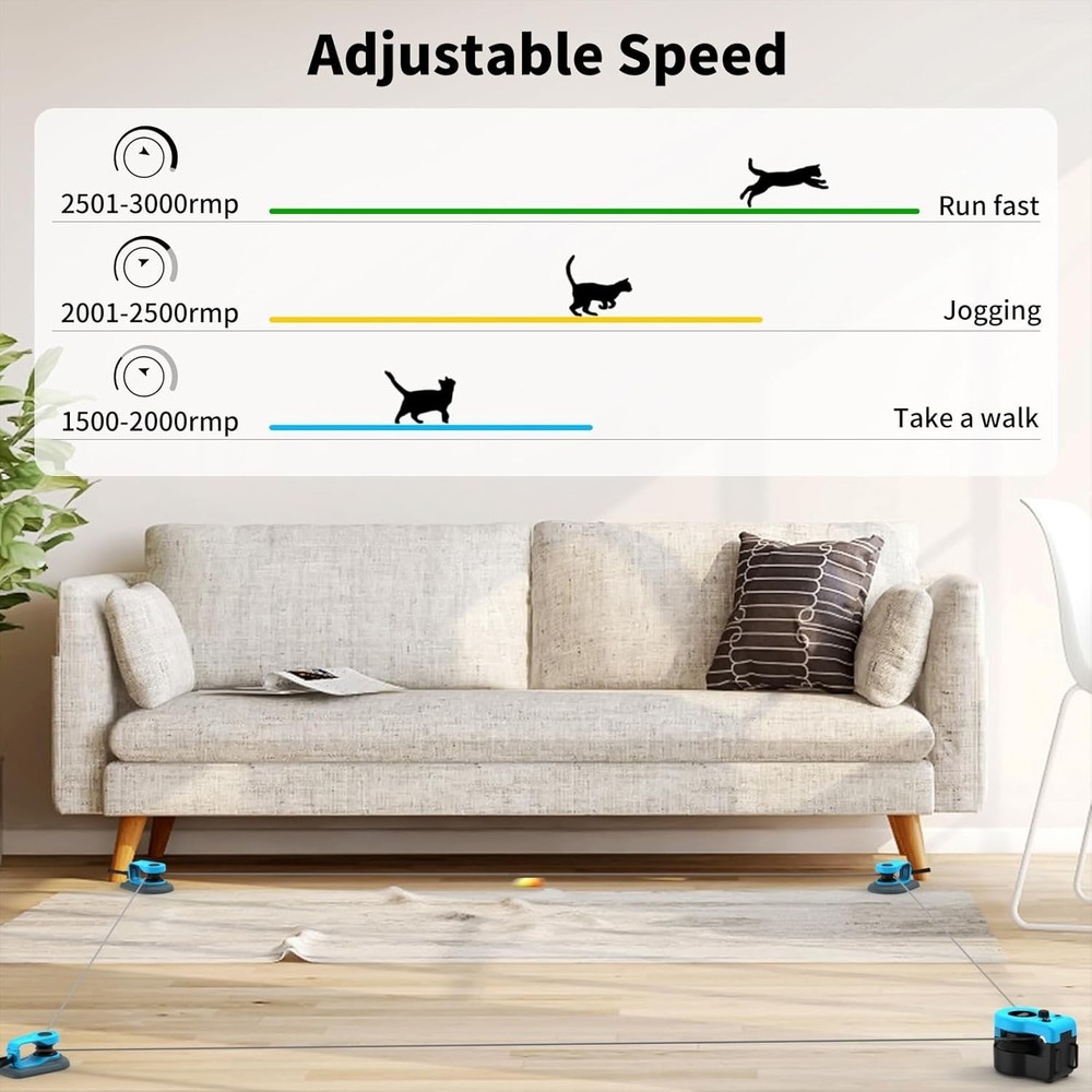 Upgraded Interactive Cat Toy, Auto/Manual Control, DIY Chase Treadmill, Sky Blue