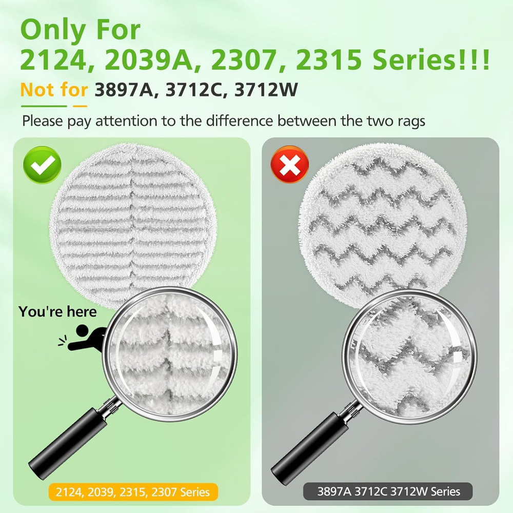 8 Pack Mop Pads Replacement Compatible with Bissell Spinwave 2124, 2039A, 2307,