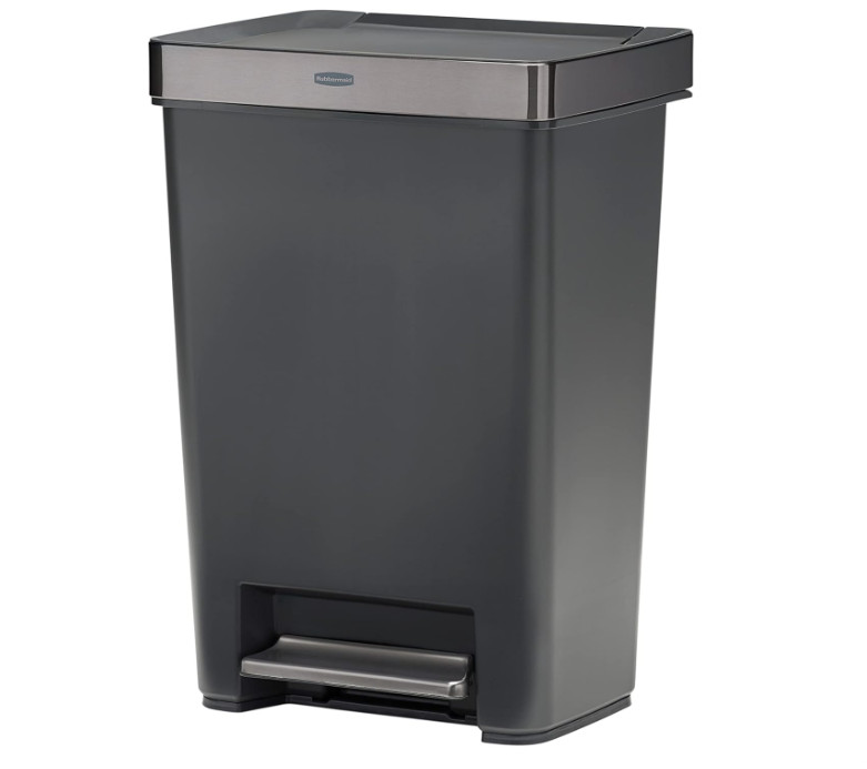 Rubbermaid Kitchen Indoor Trash Can, 12.4 Gallon Plastic Step Garbage Can