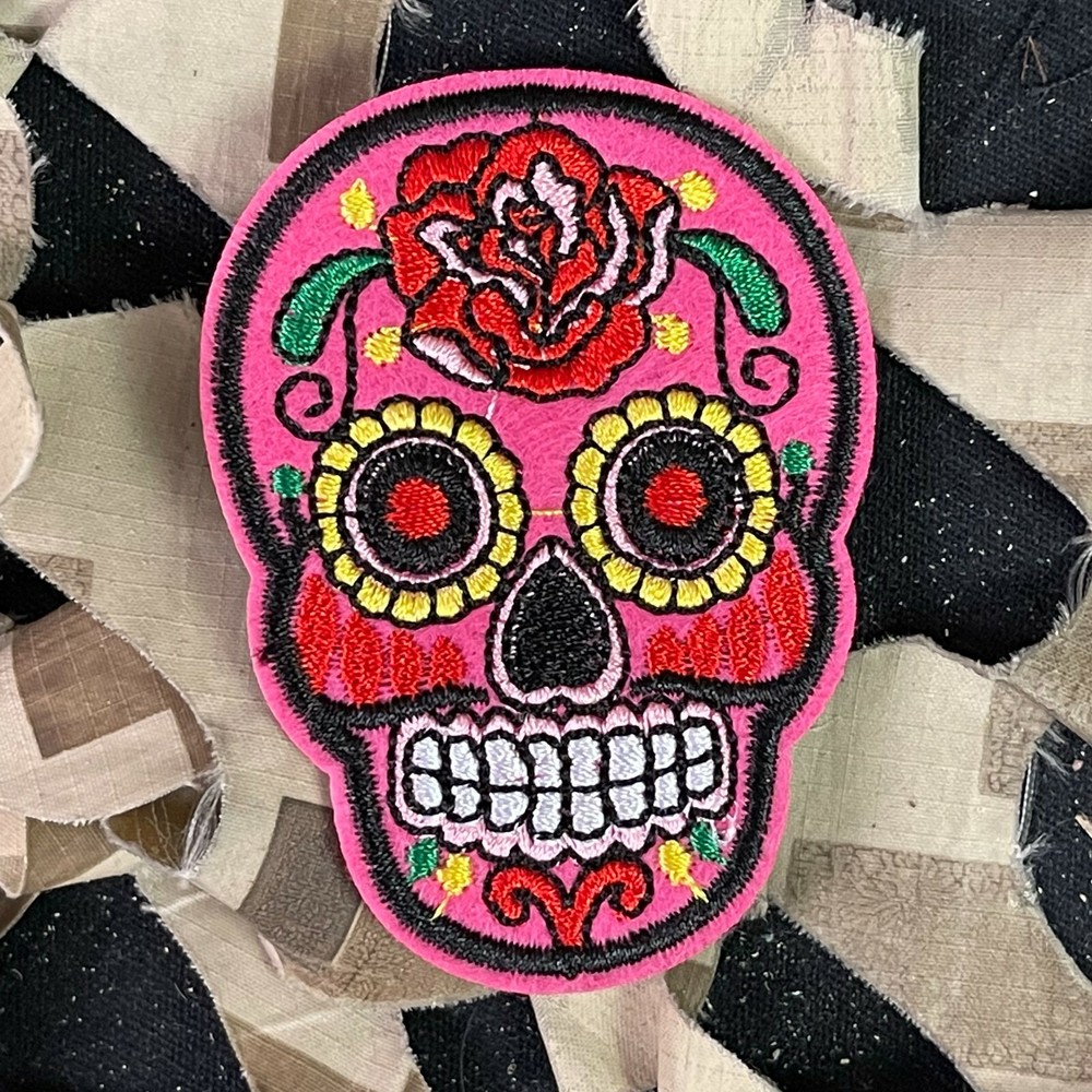 NEW Warrior Iron On Embroidered Morale Patch - Sugar Skull (8-Pack)