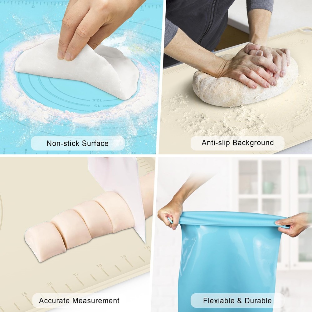 Silicone Baking Mat, Dough Rolling Mat, Pastry Mat for Rolling Dough, Silicon...